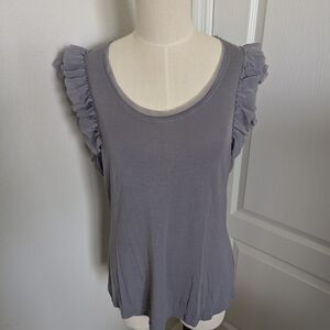 Gray Ruffle Sleeve Women's Top